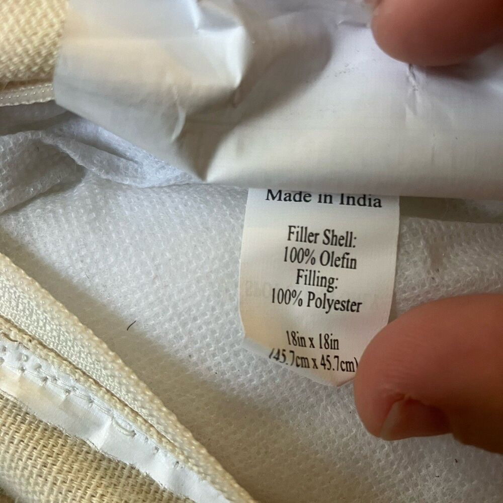 World Market Fringe Pillow Wool Cotton Boho Neutral Blue Pink Tan Braided Hippie - Picture 8 of 9